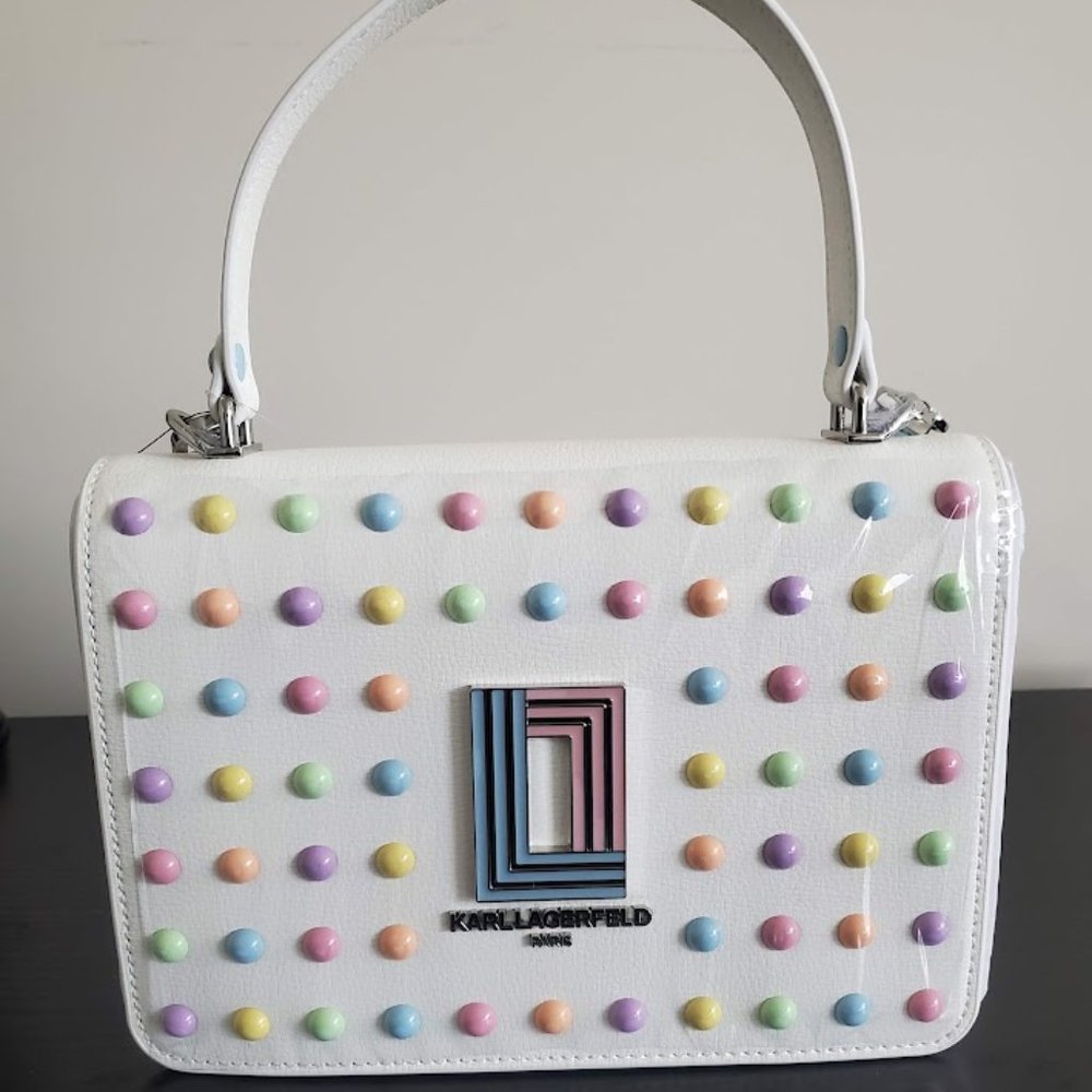 Brand NWOT Karl Lagerfeld Simone Flap Crossbody (White/Pastel)
